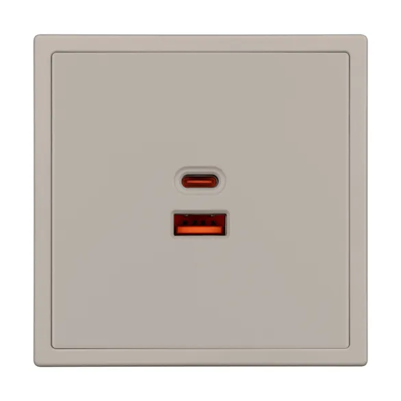 Механизм розетки с быстрой USB зарядкой SCT-NOBE-MUAC-SFPL-FC-CA (65W, QC3) (Arlight, Кашемир)