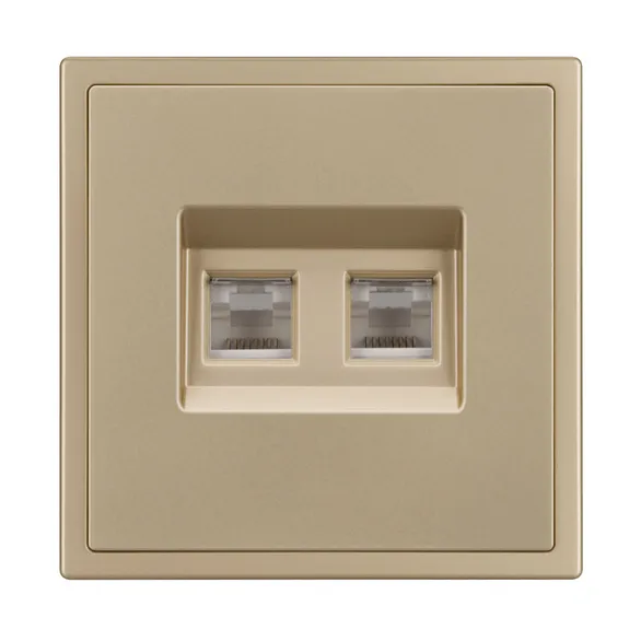 Механизм сдвоенной компьютерной розетки SCT-NOBE-MPC2-SFPL-GD (RJ-45, CAT6) (Arlight, Золотой песок)