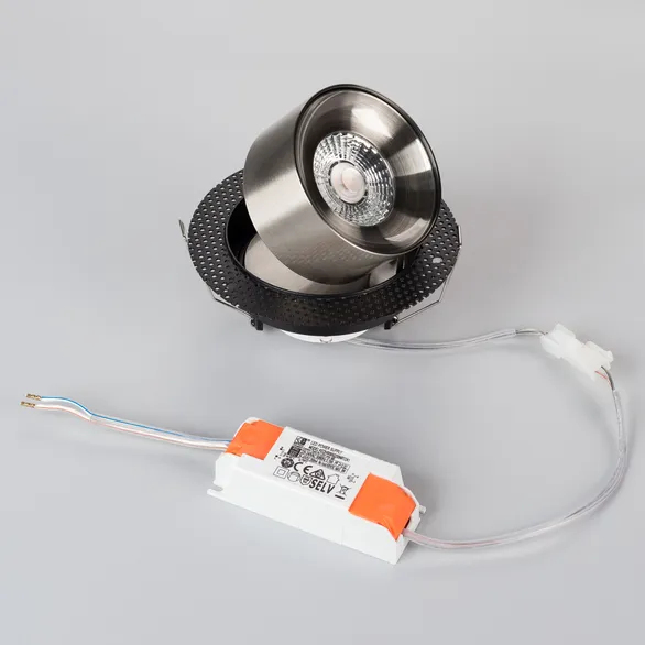 Светильник SP-PLURIO-BUILT-TRIMLESS-R120-9W Warm3000 (BK-NI, 36 deg, 230V) (Arlight, IP20 Металл, 3 года)