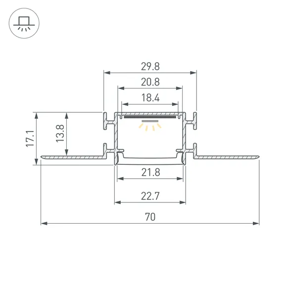 Профиль FANTOM-BENT-W23-TOP-2000 ANOD (Arlight, Алюминий)