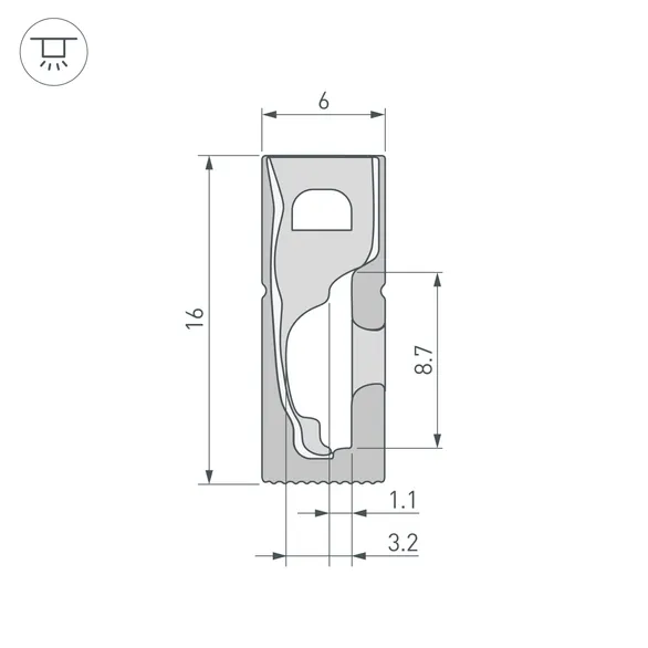 Силиконовый профиль WPH-FLEX-0616-SIDE-S9-5m FULL BLACK (Arlight, Силикон)