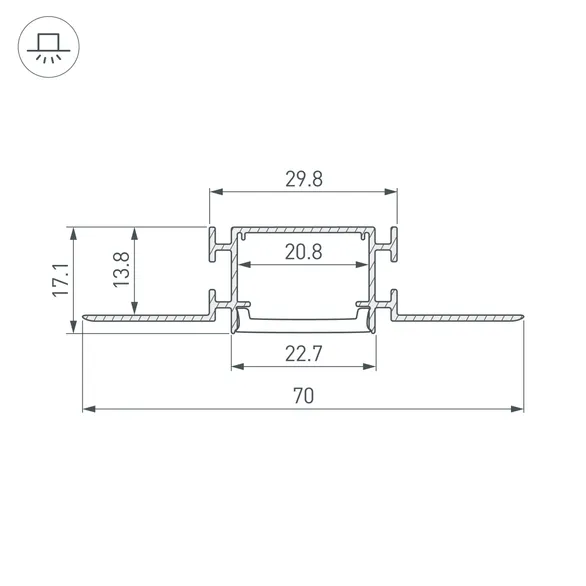 Профиль FANTOM-BENT-W23-SIDE-2000 ANOD (Arlight, Алюминий)