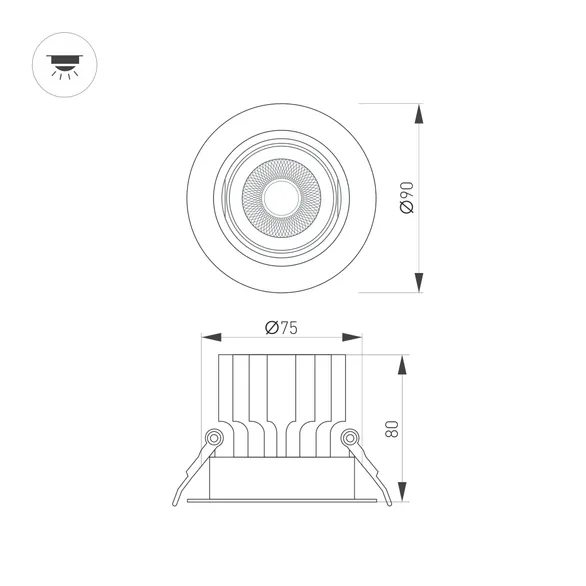 Светильник MS-VORTEX-BUILT-R90-12W Warm3000 (WH-WH, 40 deg, 230V) (Arlight, IP20 Металл, 5 лет)