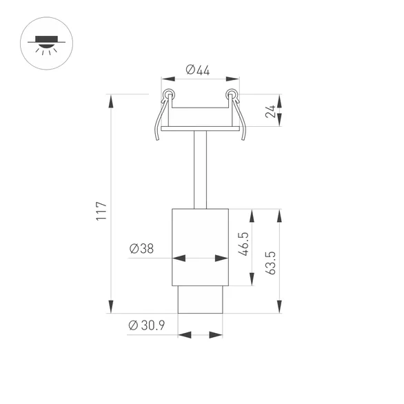 Светильник ART-NEMO-BUILT-ZOOM-R38-5W Day4000 (BK, 10-55 deg, 24V) (Arlight, IP20 Металл, 5 лет)