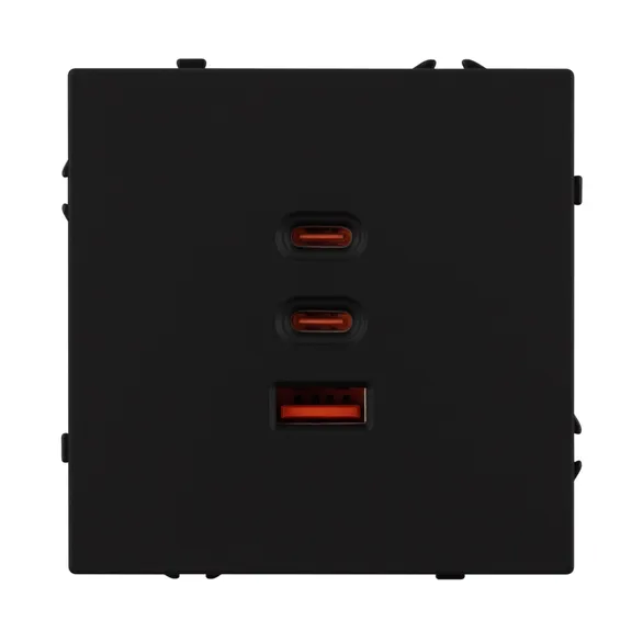 Механизм розетки с быстрой USB зарядкой SCT-NOBE-MUACC-SFPL-FC-BK (65W, QC3) (Arlight, -)