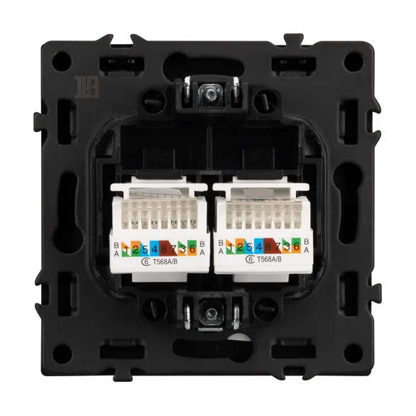Механизм сдвоенной компьютерной розетки SCT-NOBE-MPC2-SFPL-BK (RJ-45, CAT6) (Arlight, -)