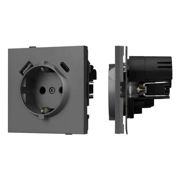 Механизм розетки с USB зарядкой SCT-TENDO-MUAC-SFPL-GR (230V, 16A) (Arlight, -)