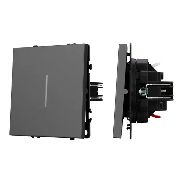 Механизм выключателя одноклавишный проходной LED SWT-NOBE-MKP1-SFPL-L-GR (230V, 10A) (Arlight, -)