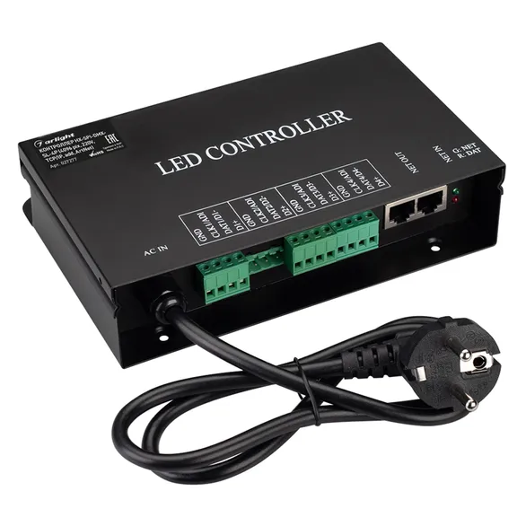 Контроллер HX-SPI-DMX-SL-4P (4096 pix, 220V, TCP/IP, add, ArtNet) (Arlight, IP20 Металл, 2 года)
