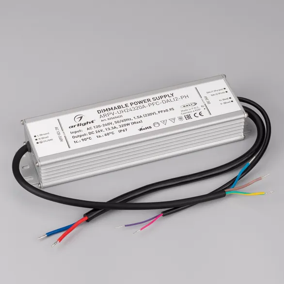 Блок питания ARPV-UH24320A-PFC-DALI2-PH (24V, 13.3A, 320W) (Arlight, IP67 Металл, 7 лет)