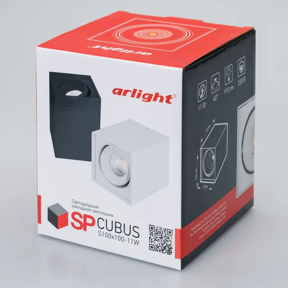 Светильник SP-CUBUS-S100x100-11W Warm3000 (BK, 40 deg, 230V) (Arlight, IP20 Металл, 3 года)