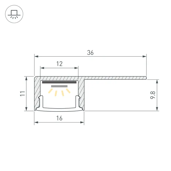 Профиль ARH-DECORE-S12-LINE-EDGE-2000 ANOD (Arlight, Алюминий)