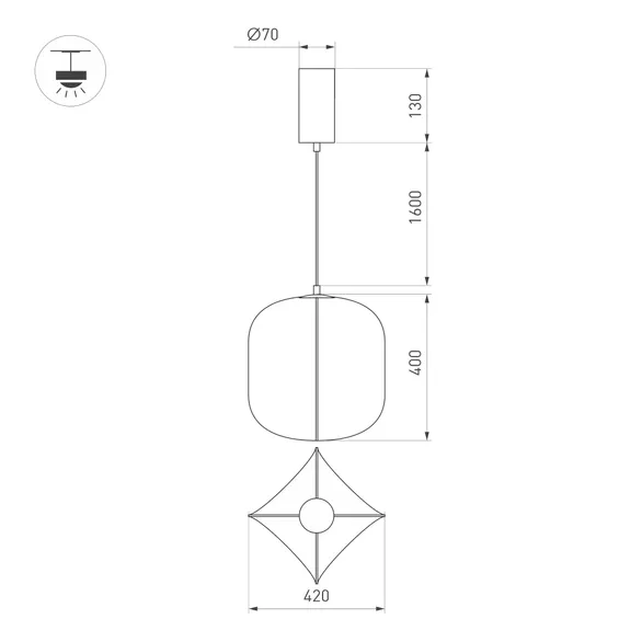 Светильник SP-SETA-HANG-L400х420-9W Warm2700 (WH, 320 deg, 230V) (Arlight, IP20, Натуральный шелк, 3 года)
