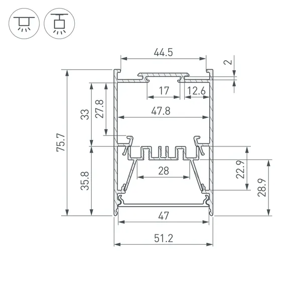 Профиль LINE-5075-HONEYCOMB-2000 BLACK (Arlight, Алюминий)