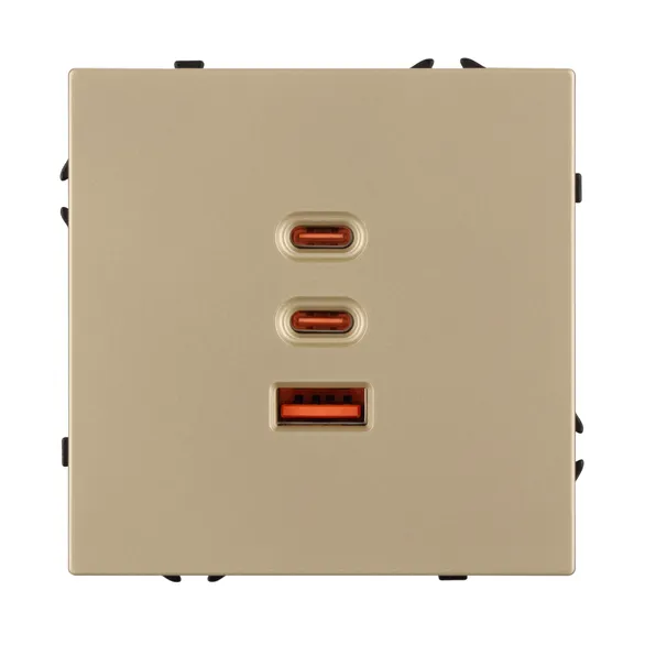 Механизм розетки с быстрой USB зарядкой SCT-NOBE-MUACC-SFPL-FC-GD (65W, QC3) (Arlight, -)