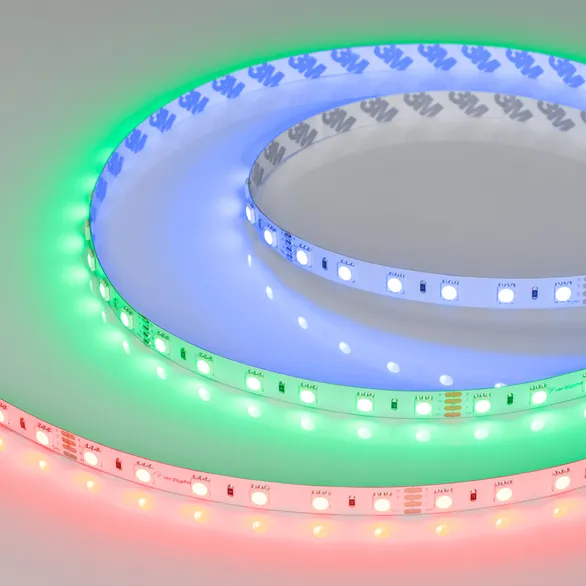Светодиодная лента RT-B60-10mm 24V RGB (14.4 W/m, IP20, 5060, 5m) (Arlight, Открытый)