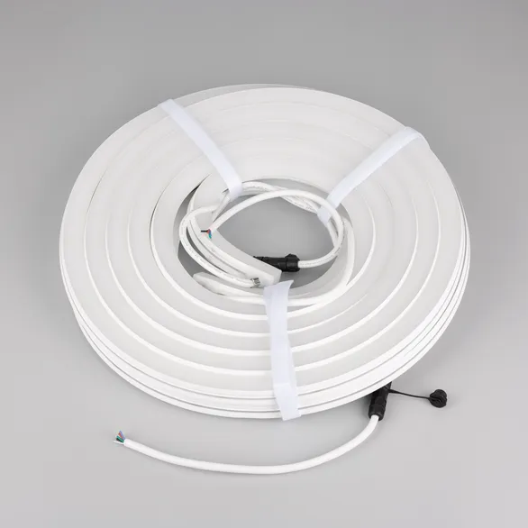 Светодиодная лента герметичная MOONLIGHT-PRO-SIDE-X336-20x20mm 24V RGBW-Warm (12 W/m, IP67, 10m, wire x2) (Arlight, Вывод боковой, 5 лет)