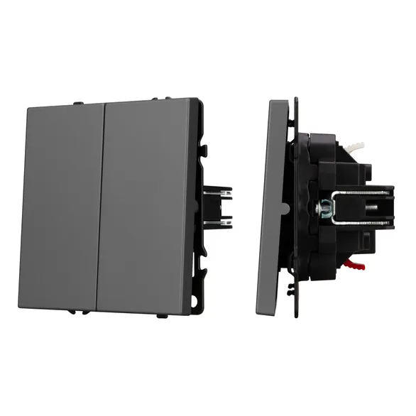 Механизм выключателя двухклавишный проходной SWT-NOBE-MKP2-SFPL-GR (230V, 10A) (Arlight, -)