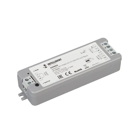 INTELLIGENT ARLIGHT Диммер SMART-SET-PWM-101-72-DIM-PD-SUF Black (5-36V, 1x8A, x4, ПДУ 13кн, 2.4G) (IARL, IP20 Пластик, 5 лет)