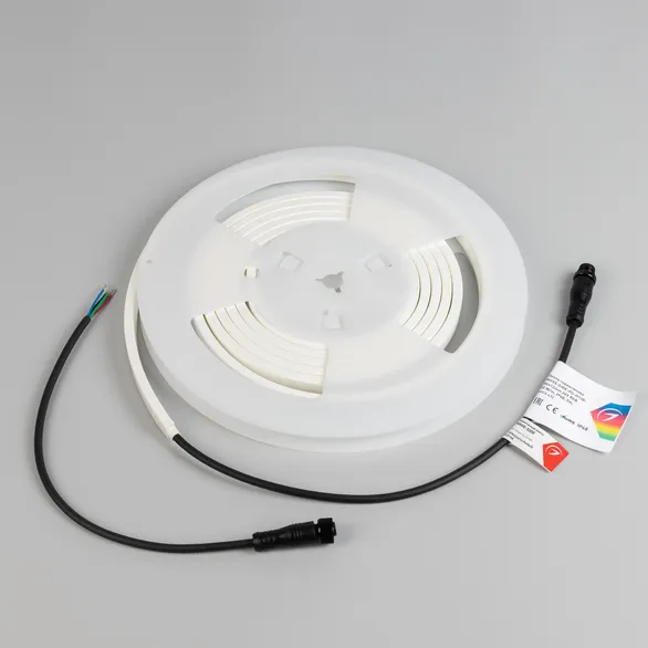 Светодиодная лента герметичная WAVE-SIDE-PU-H120-06x12mm 24V RGB (8 W/m, IP68, 3m, wire x1) (Arlight, Вывод прямой, 3 года)