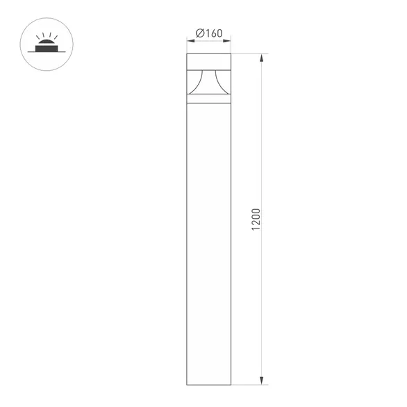 Светильник LGD-LANDMARK-BOLL-H1200-20W Warm3500-MIX (GR, 300 deg, 230V) (Arlight, IP65 Металл, 5 лет)