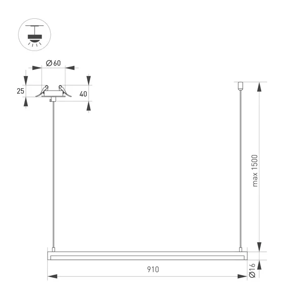 Светильник подвесной SP-UMBRA-H-L900-15W Day4000 (Черный, 120 deg, 230V) (Arlight, IP20 Металл, 3 года)