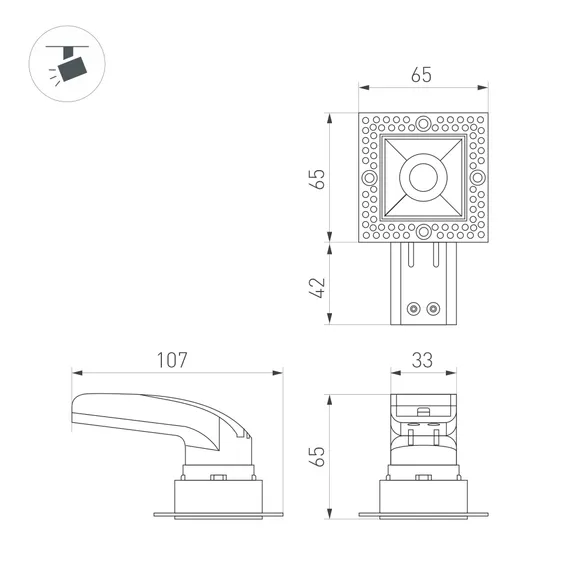 Светильник MS-RIALTO-TRIMLESS-S40x40-9W Warm3000 (BK, 36deg, 230V) (Arlight, IP20 Металл, 5 лет)