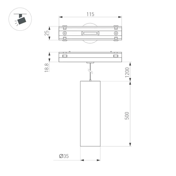 Светильник MAG-VIBE-SPOT-HANG-R35-10W Warm3000 (BK, 24 deg, 48V) (Arlight, IP20 Металл, 5 лет)