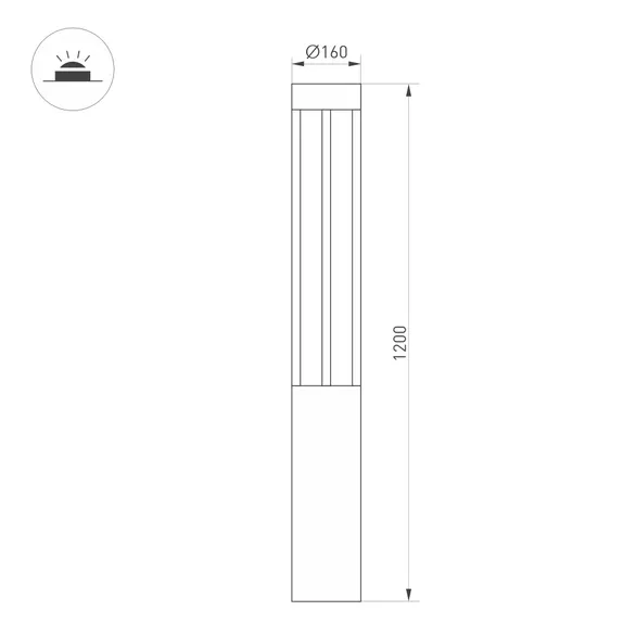 Светильник LGD-CASTELLO-BOLL-H1200-20W Warm3500-MIX (GR, 80 deg, 230V) (Arlight, IP65 Металл, 5 лет)