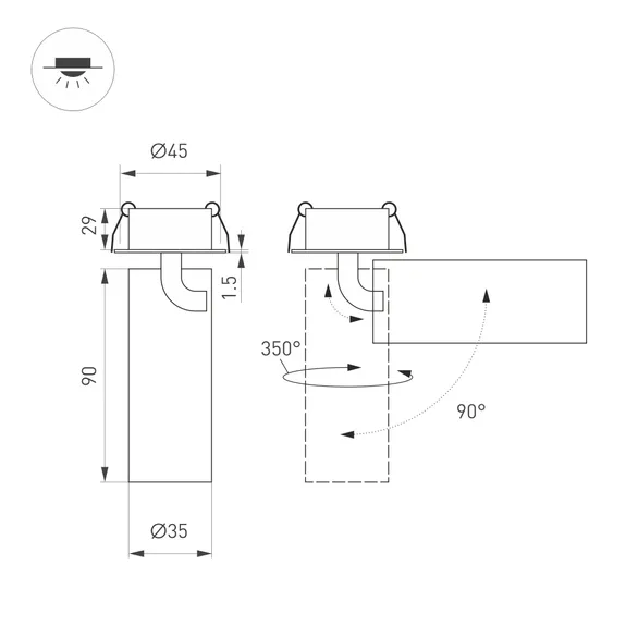 Светильник SP-NUANCE-BUILT-FLAP-R35-7W Day4000 (WH, 36 deg, 230V) (Arlight, IP40 Металл, 5 лет)