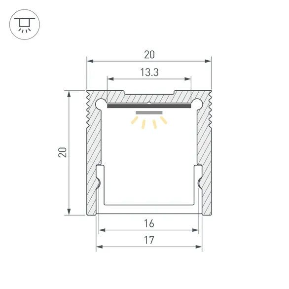 Профиль SL-SLIM20-H20-3000 ANOD (BY) (Arlight, Алюминий)