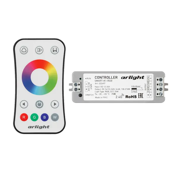 Контроллер SMART-RGB-SET-RING (12-24V, 3x3A, ПДУ 2.4G) (Arlight, IP20 Пластик, 5 лет)