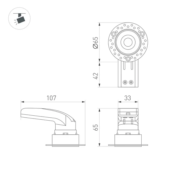 Светильник MS-RIALTO-TRIMLESS-R40-9W Warm3000 (WH, 36deg, 230V) (Arlight, IP20 Металл, 5 лет)