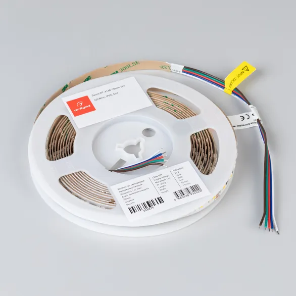 Светодиодная лента RT-A168-10mm 24V RGBW-White (20 W/m, IP20, 5m) (Arlight, высок.эфф.150 лм/Вт)
