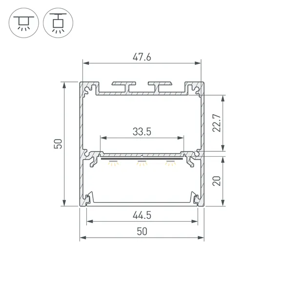 Профиль SL-LINE-5050-2000 WHITE с рефлектором (Arlight, Алюминий)