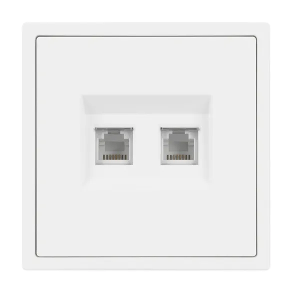 Механизм сдвоенной телефонной розетки SCT-NOBE-MTL2-SFPL-WH (RJ-11, 4C) (Arlight, Белый кварц)