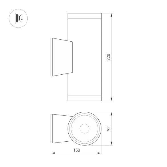 Светильник настенный LGD-WALDER-R92-2x13W Day4000-MIX (Черный, 40 deg, 230V) (Arlight, IP65 Металл, 5 лет)