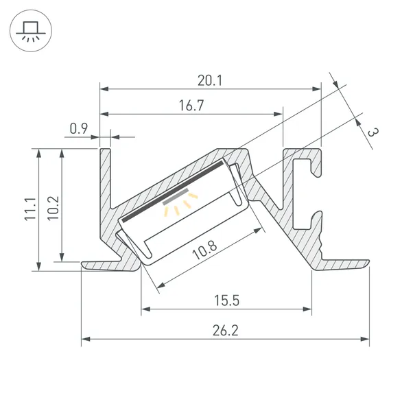 Профиль PDS-BEVEL-F-2000 ANOD (Arlight, Алюминий)