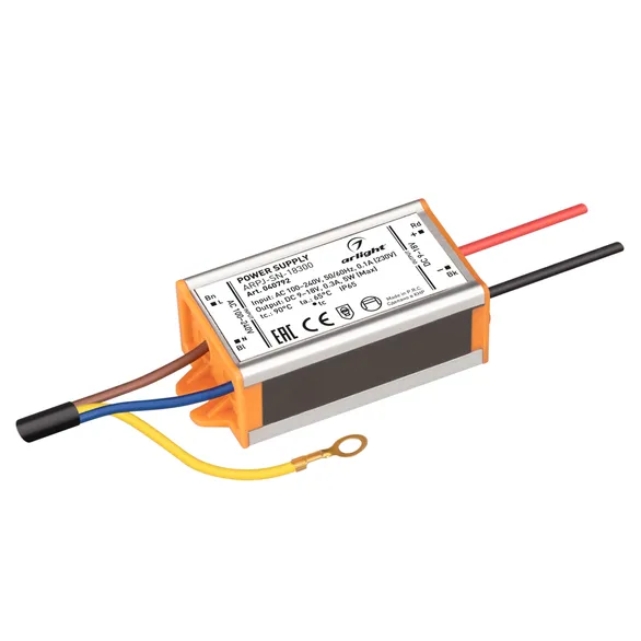 Блок питания ARPJ-SN-18300 (5W, 9-18V, 300mA) (Arlight, IP65 Металл, 3 года)