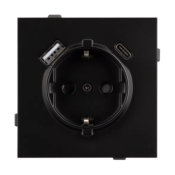 Механизм розетки с USB зарядкой SCT-TENDO-MUAC-PL-BK (230V, 16A) (Arlight, -)