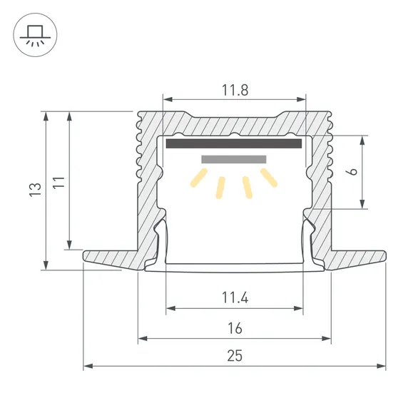 Профиль SL-SLIM-H13M-F25-2000 ANOD (Arlight, Алюминий)