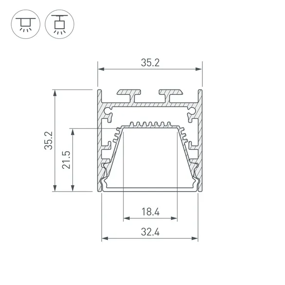 Профиль LINE-3535-TRAY-2000 ANOD (Arlight, Алюминий)