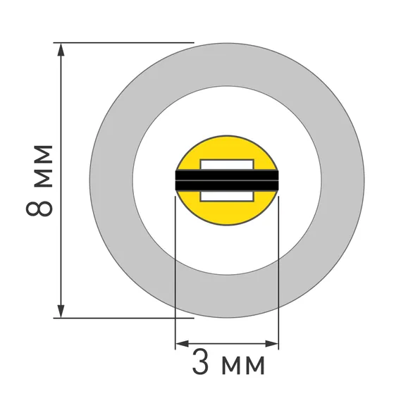 Светодиодная лента герметичная LUNA-X960-D8mm 24V White6000 (8 W/m, IP65, 360deg, 5m) (Arlight, -)