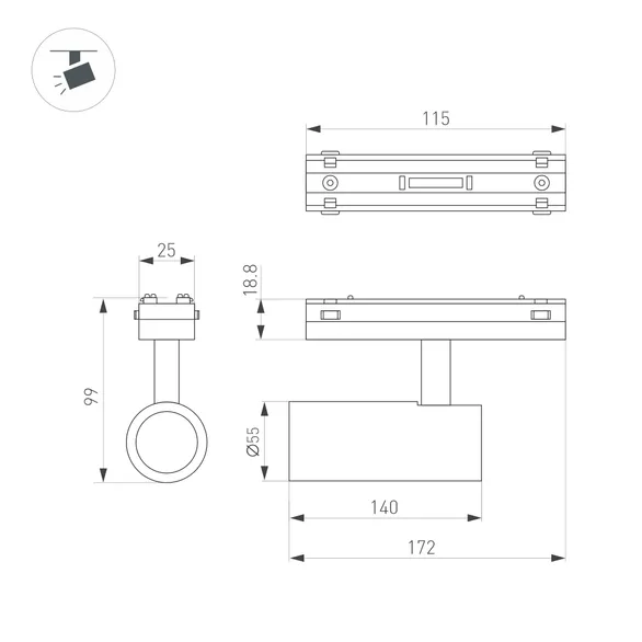 Светильник MAG-VIBE-SPOT-R55-18W Day4000 (BK, 24 deg, 48V) (Arlight, IP20 Металл, 5 лет)