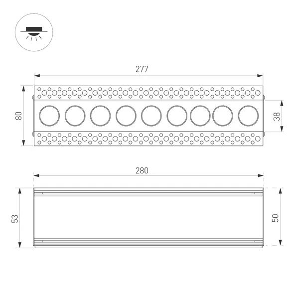 Светильник MS-ORIENT-BUILT-TRIMLESS-TC-S38x277-20W Warm3000 (WH-BK, 30 deg, 230V) (Arlight, IP20 Металл, 5 лет)