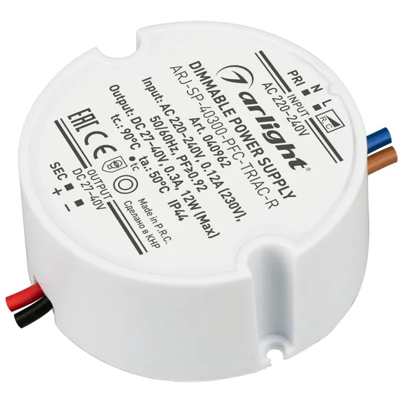 Блок питания ARJ-SP-40300-PFC-TRIAC-R (12W, 27-40V, 300mA) (Arlight, IP44 Пластик, 5 лет)