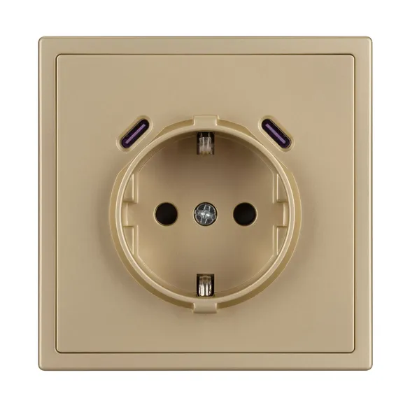 Механизм розетки с USB зарядкой SCT-NOBE-MUCC-SFPL-GD (230V, 16A) (Arlight, -)