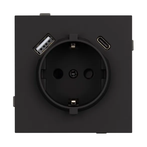 Механизм розетки с USB зарядкой SCT-TENDO-MUAC-SFPL-BK (230V, 16A) (Arlight, -)