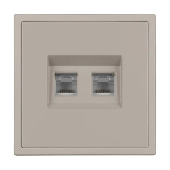 Механизм сдвоенной компьютерной розетки SCT-NOBE-MPC2-SFPL-CA (RJ-45, CAT6) (Arlight, Кашемир)