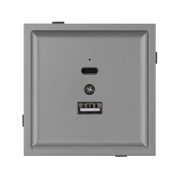 Механизм USB розетки SCT-TENDO-MUAC-PL-GR (5V, 3A, QC3) (Arlight, -)